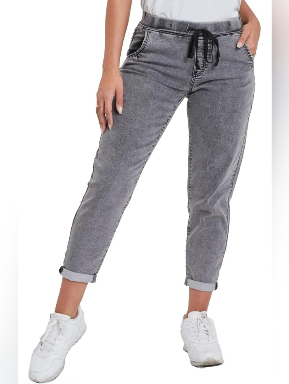 Royalty For Me Women's Kozy Fit High Rise Cotton Blend Gray Jogger Jeans Size 10